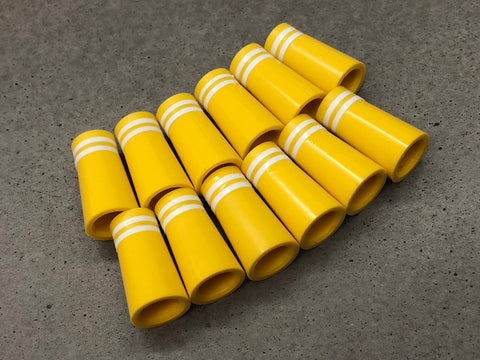 Flat-Top 12 Ferrules Yellow with Double White Stripes