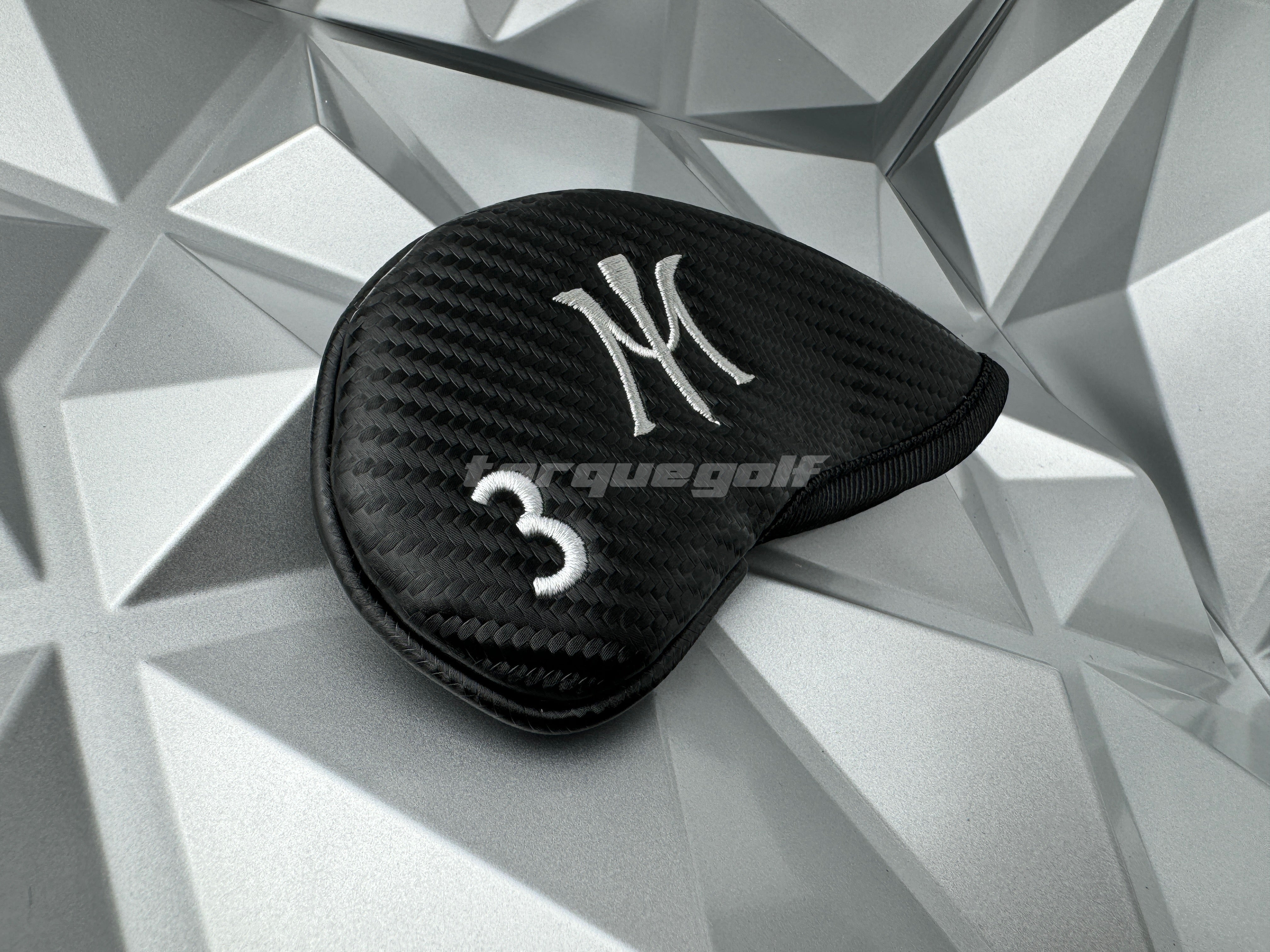 Miura Golf Headcover Iron Black Carbon with Silver Logo