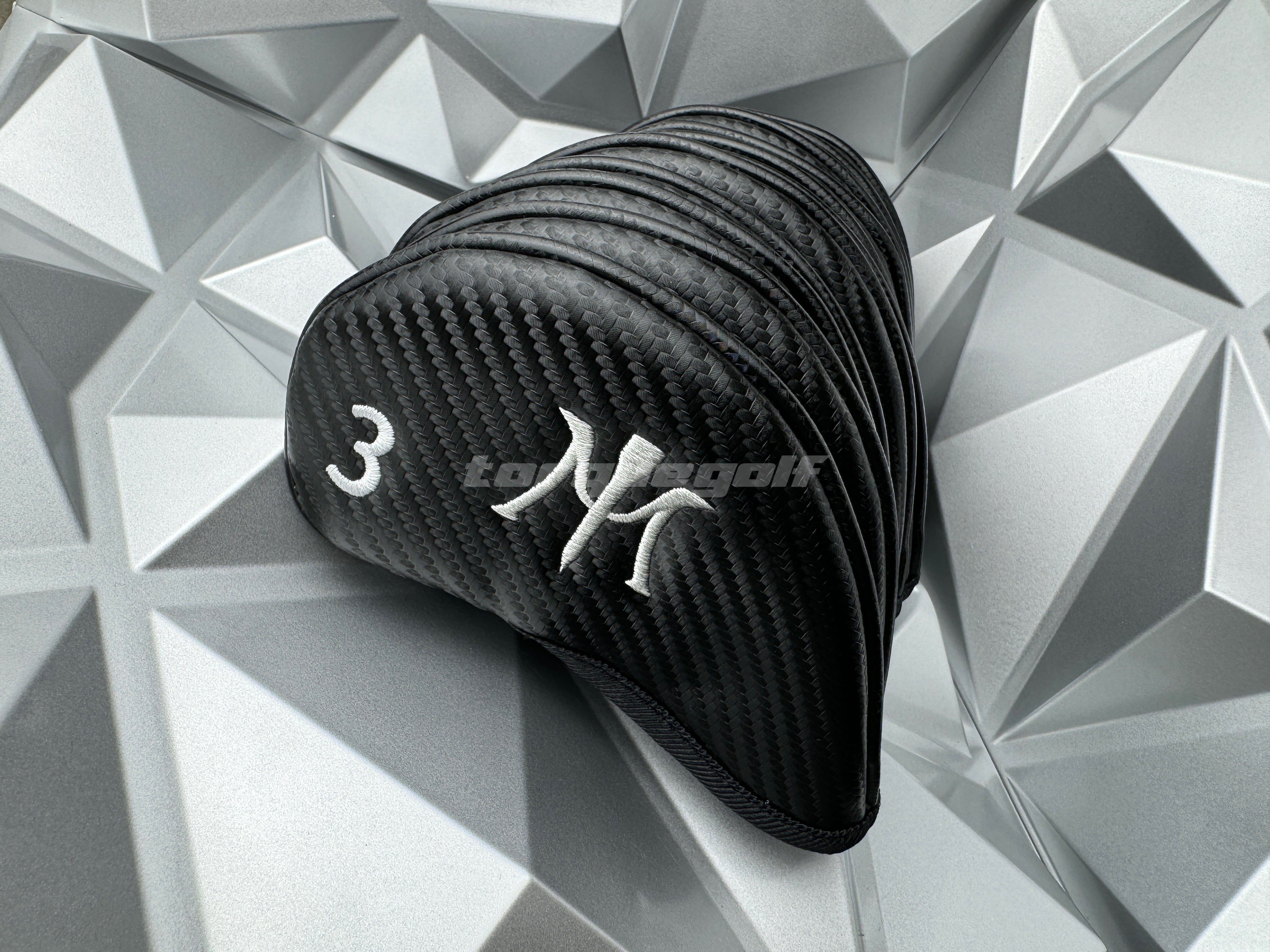 Miura Golf Headcover Iron Black Carbon with Silver Logo