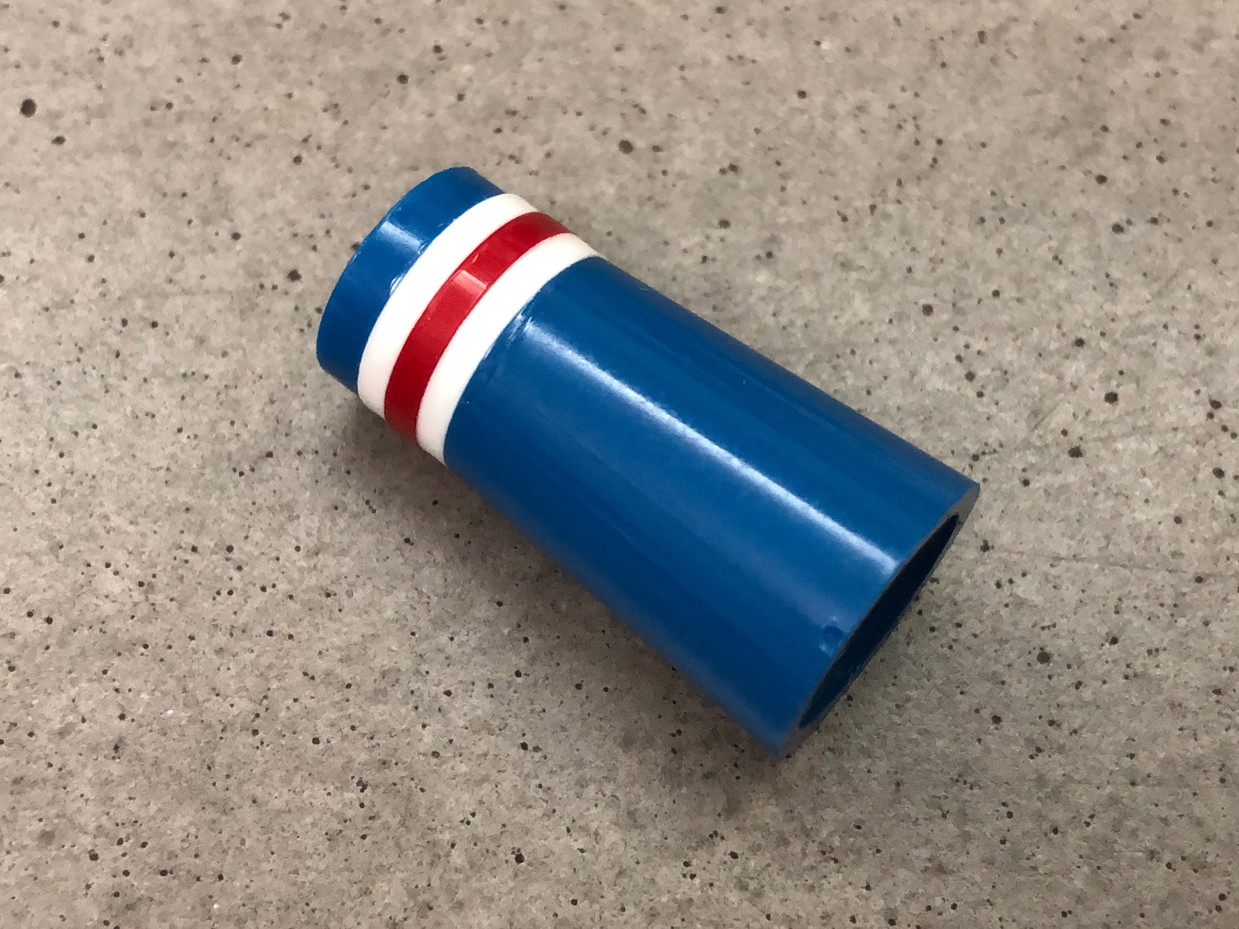 Flat-Top 12 Ferrules Blue with White-Red-White Stripes