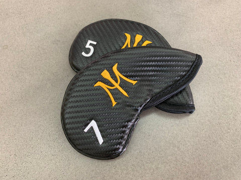 Miura Golf Headcover Iron Black Carbon with Yellow Logo